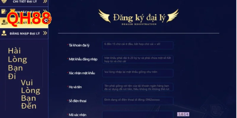 Đăng ký tham gia vào đại lý QH88 đơn giản.