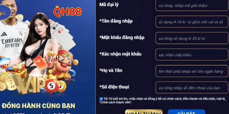 Chỉ với 4 bước đơn giản bạn đã có thể thực hiện đăng ký QH88 thành công.