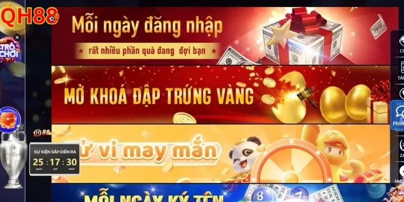 Nhận khuyến mãi QH88 hằng ngày đơn giản, siêu hời.